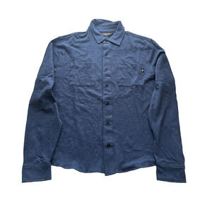 American Giant Premium Slub Button Up Shirt Mens Medium Stormy Blue Long Sleeve